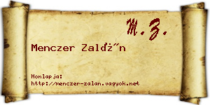 Menczer Zalán névjegykártya